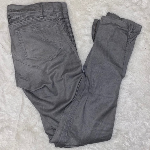 MAJE grey moto pants with ruching/zipper at bottom - Picture 2 of 5
